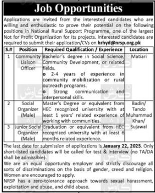 National Rural Support Programme NRSP Badin Jobs 2025